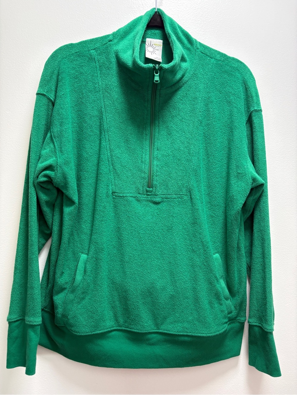 aerie Bright Green Terry Half-Zip Pullover - xs- Athletic Cabincore